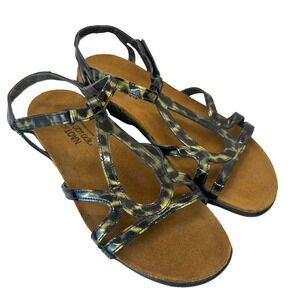 Naot Dorith Women Gladiator Sandal US 8‎ Leopard Suede Leather Hook & Loop Strap